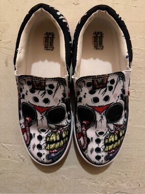 Monster Graphic Slip-On Sneakers - White & Black